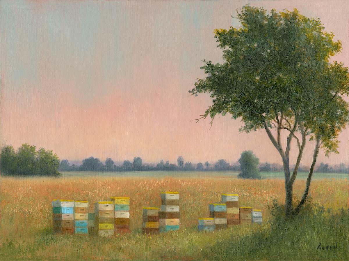 Hot & Hazy Afternoon with Bee Boxes by Tarryl Gabel, Image 1.