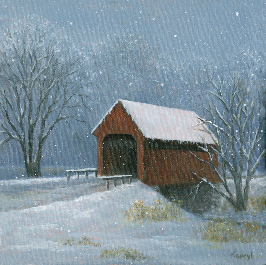 Little red covered bridge-winter by Tarryl Gabel 