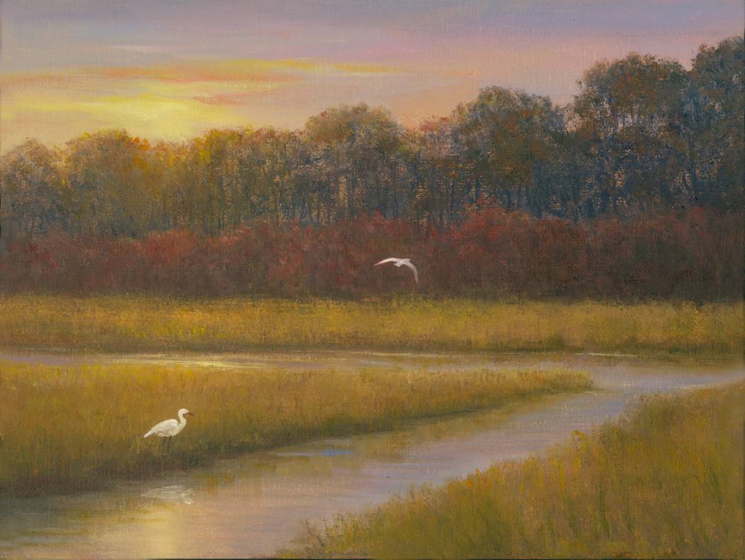 Marsh at Sunset with Egrets by Tarryl Gabel, Image 1.