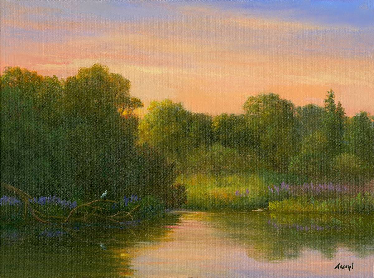 Egret in the Shadows at Sunset by Tarryl Gabel 