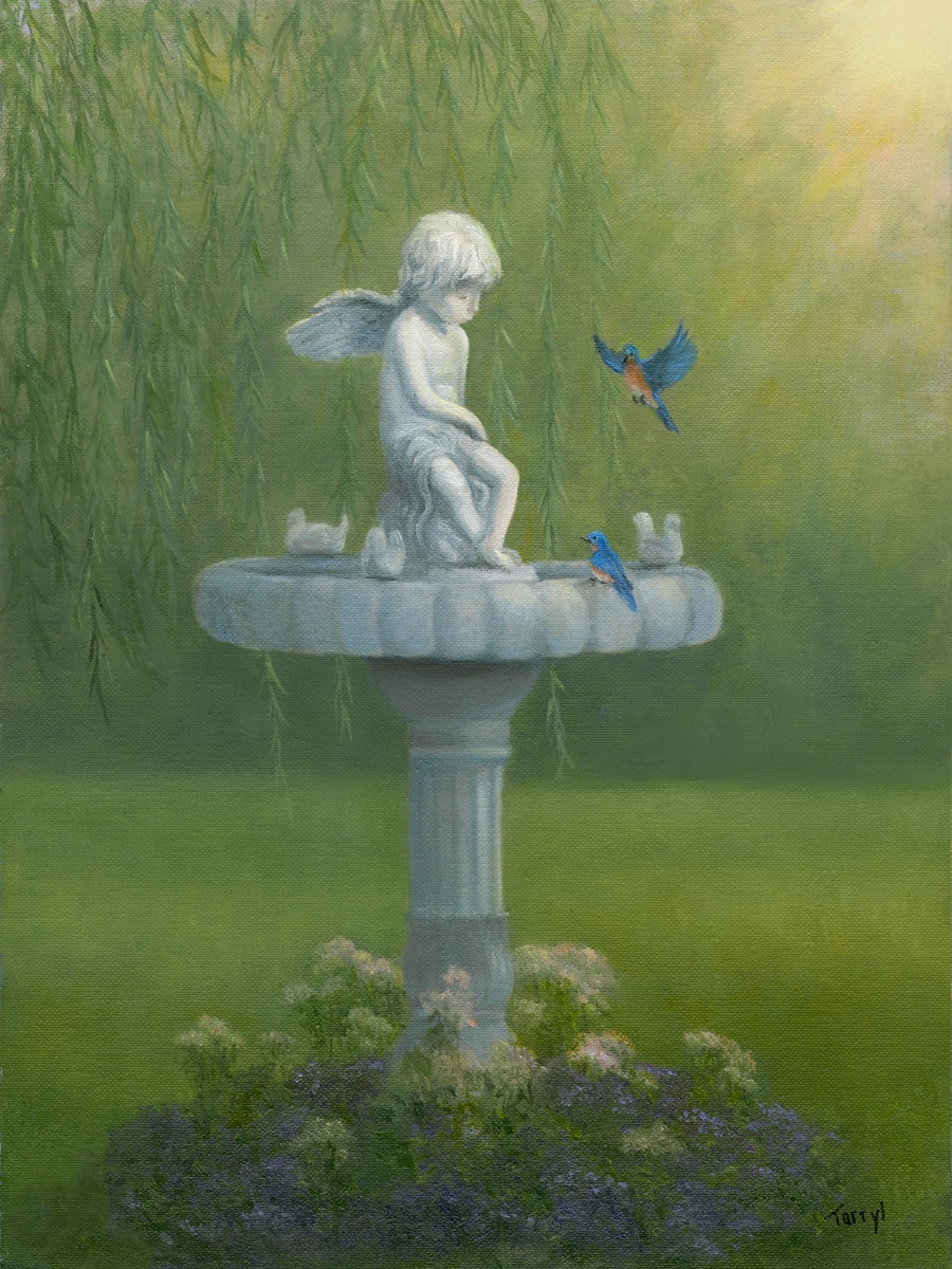 Bluebirds and the cherub by Tarryl Gabel 