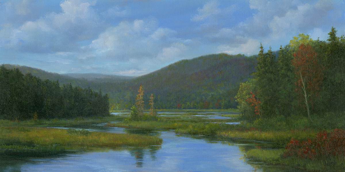 ADK Mountains and Marsh,  Green River Bridge Vista   Old Forge by Tarryl Gabel 