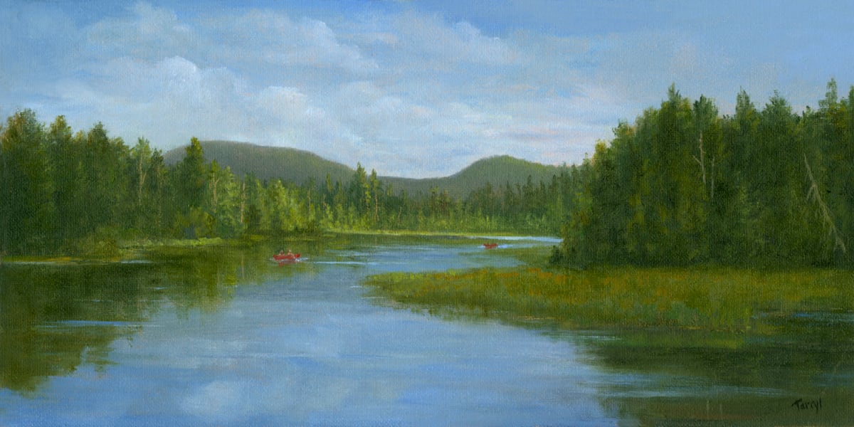 Red canoes on Meatchum Pond 