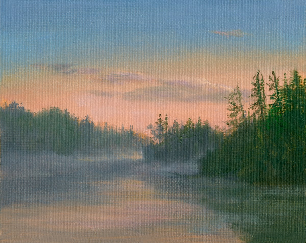 Misty Morning at Mountain Pond by Tarryl Gabel 