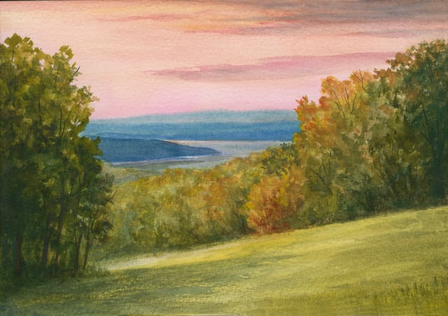 Fall View, Olana Watercolor by Tarryl Gabel 