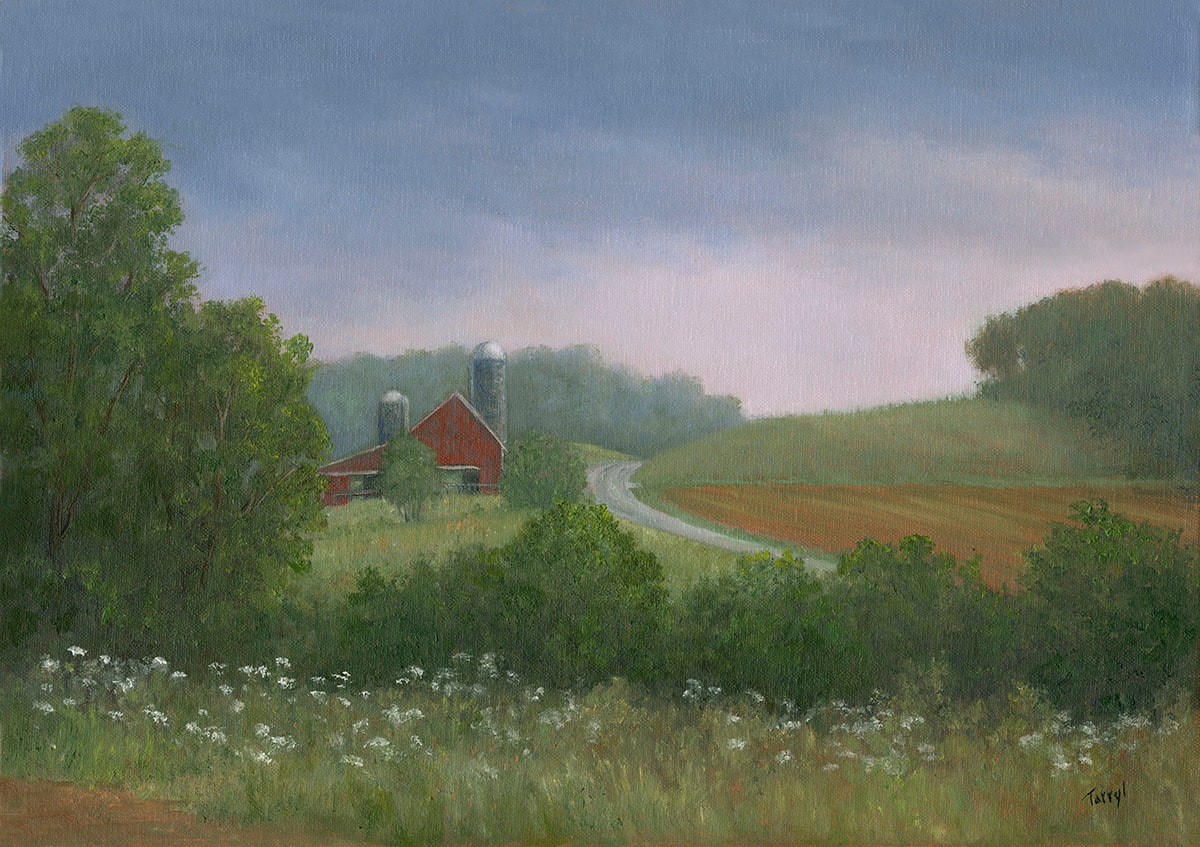 Red Barn in †he Rain by Tarryl Gabel 