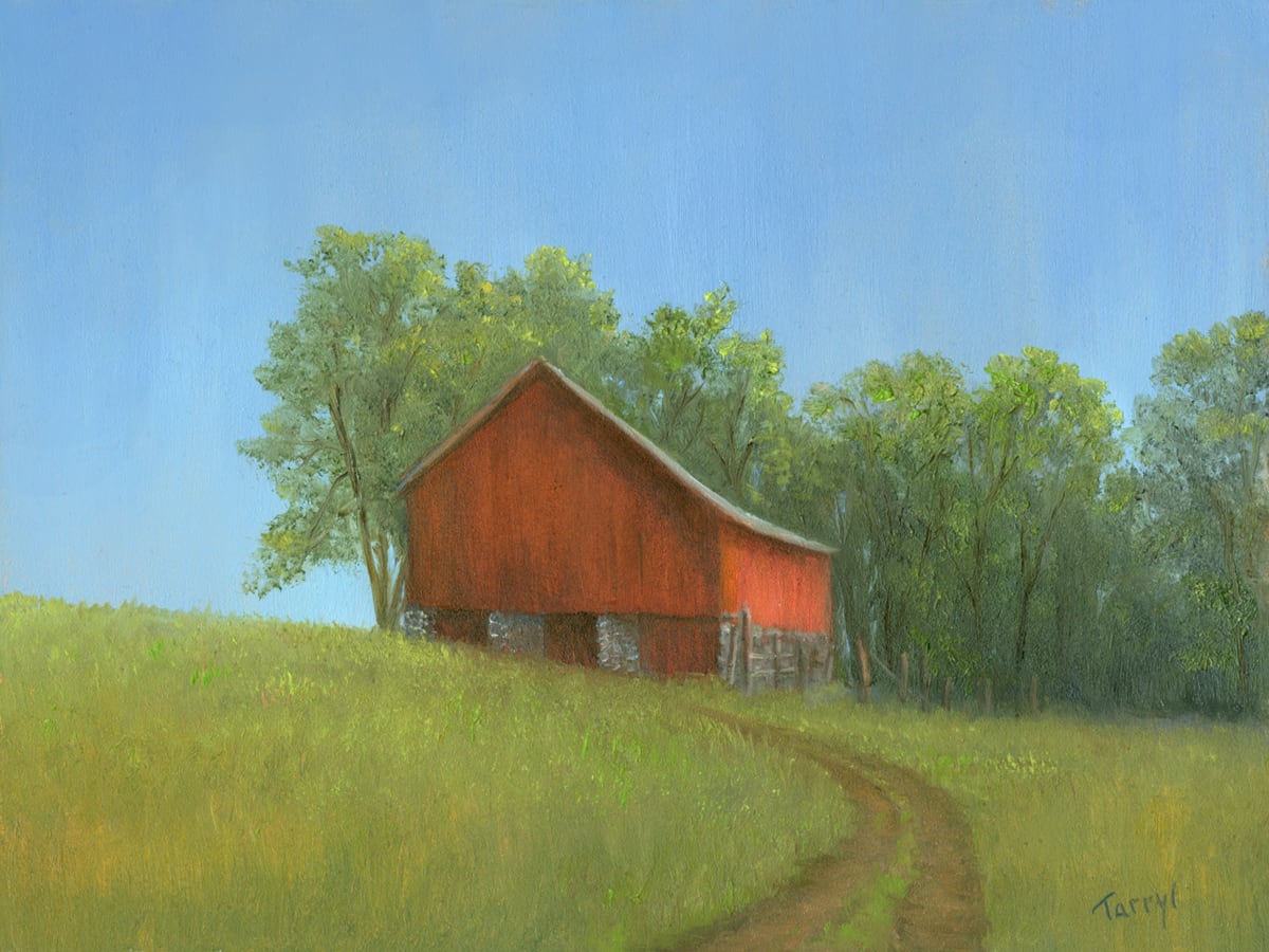 Red barn on the hill by Tarryl Gabel 