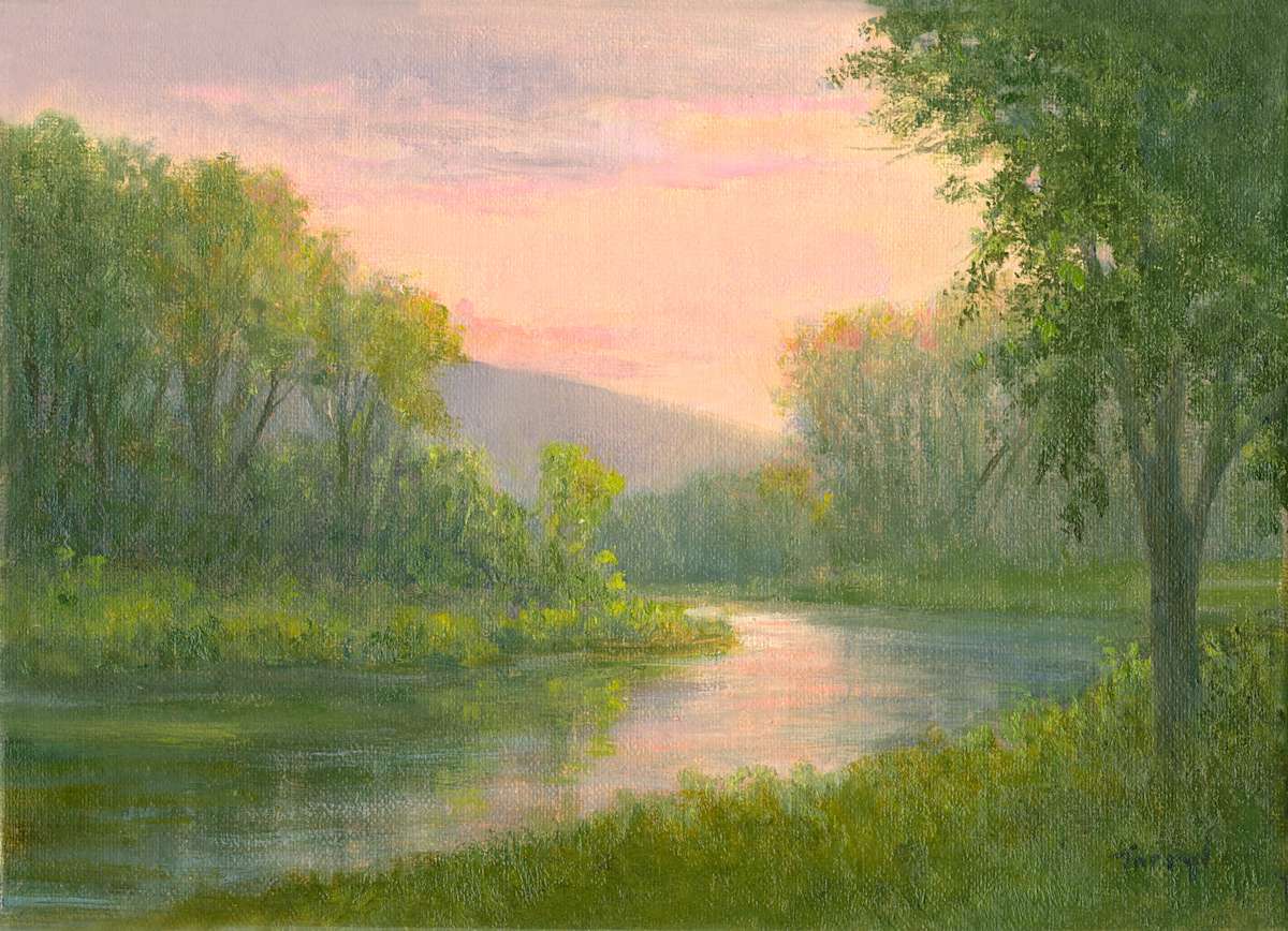 Pink Sunset over Stream, Image 1.