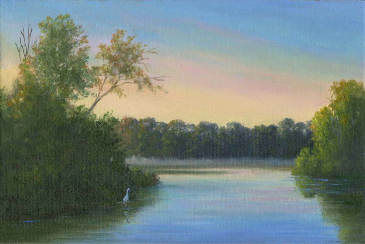 Egret in the morning shadows by Tarryl Gabel 