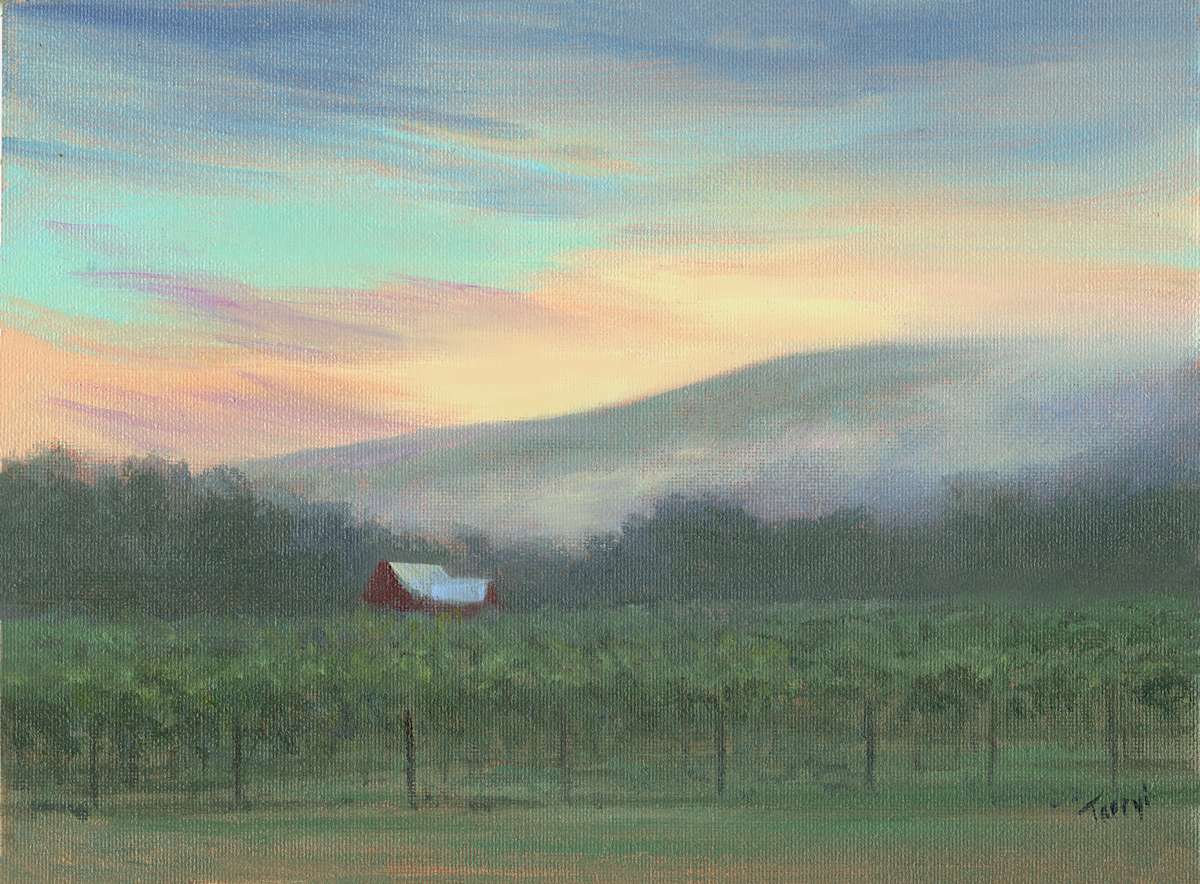 Sunrise over the Vineyard-Grovedale Winery by Tarryl Gabel 