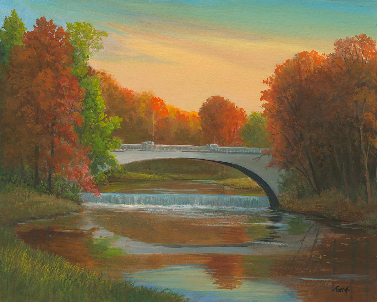 Vibrant fall morning, Vanderbilt Bridge by Tarryl Gabel 