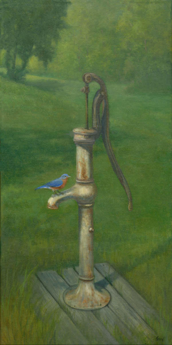 Old Water Pump with blue bird by Tarryl Gabel 