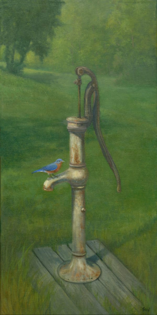 Old Water Pump with blue bird by Tarryl Gabel, Image 1.