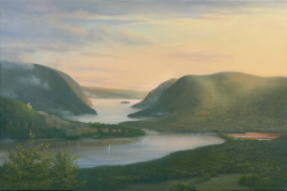 Mist Rising over West Point, Hudson River by Tarryl Gabel 