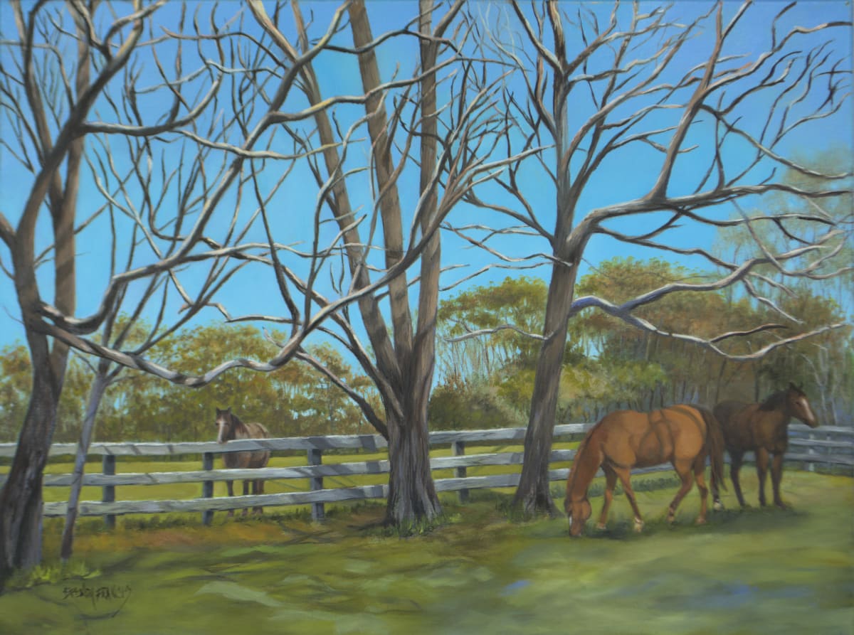BARE NAKED TREES  aka Chilling in the Pasture by Brenda Francis 