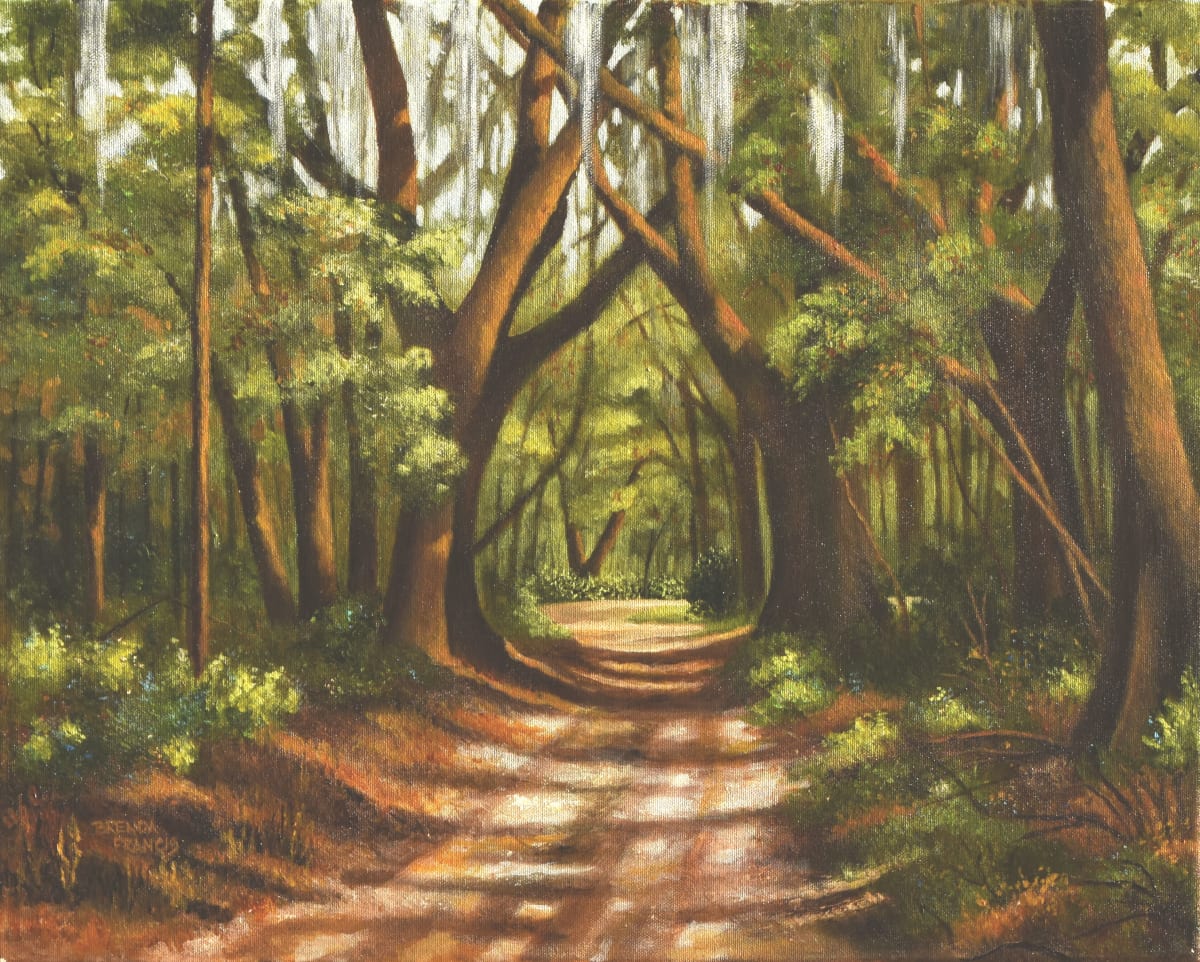 TUNNEL OF TREES by Brenda Francis  Image: TUNNEL OF TREES is a painting of the end of the Magnolia Farm Road in Gadsden County, FL.
