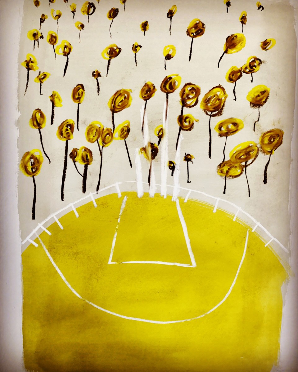 Footy Ground in the wattle by Steve Baird 