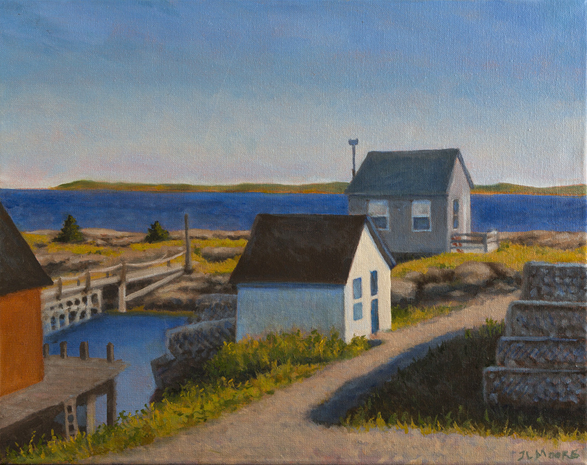 Three Fish Shacks (Blue Rocks) by Janice L. Moore 