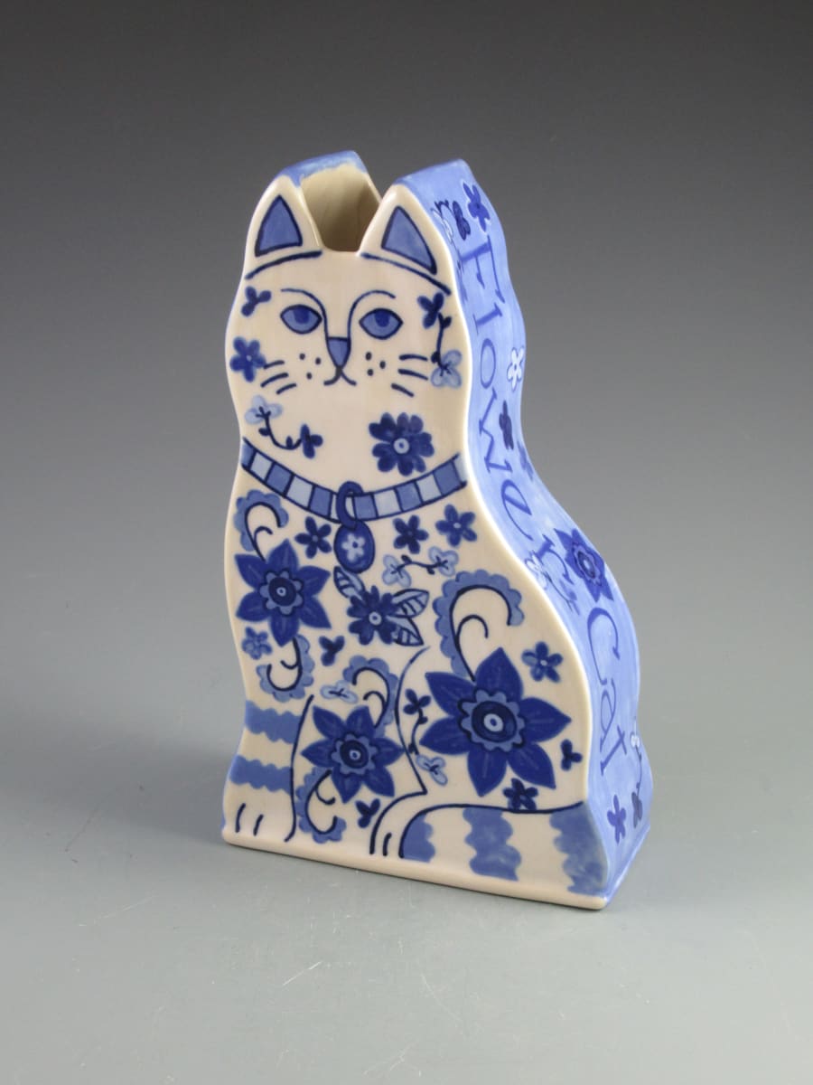 Flower Cat Vase by Jackie Stasevich 