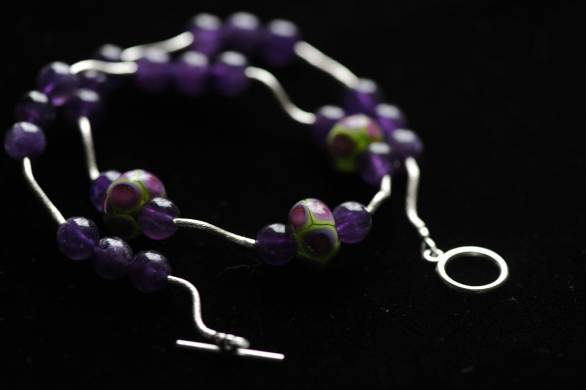 Purple Lampwork Glass Necklace by Marijim Thoene 