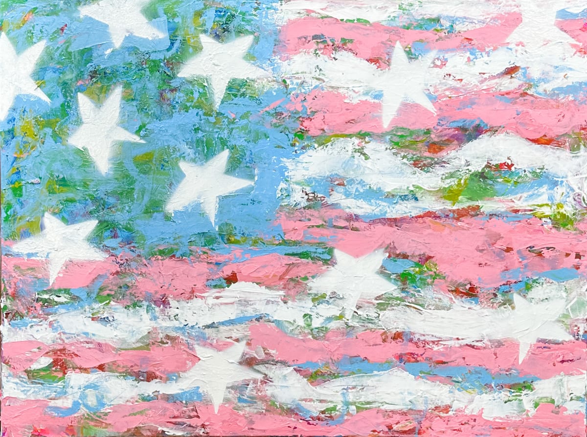 Pink & Blue Flag (Flag No.2) by Elizabeth Bernheisel, Image 1.