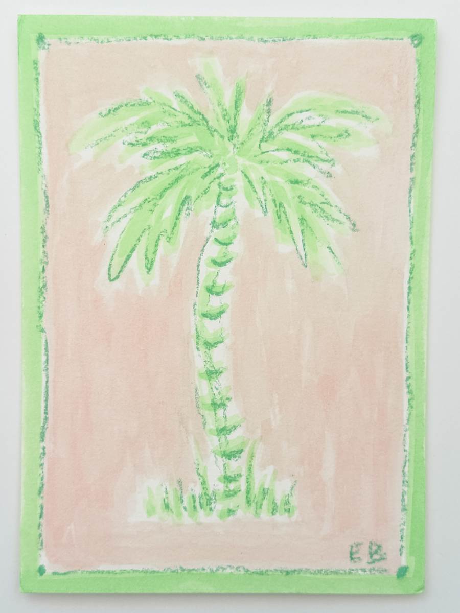 Mini Toile Palm No. 3 (green/pink) by Elizabeth Bernheisel 