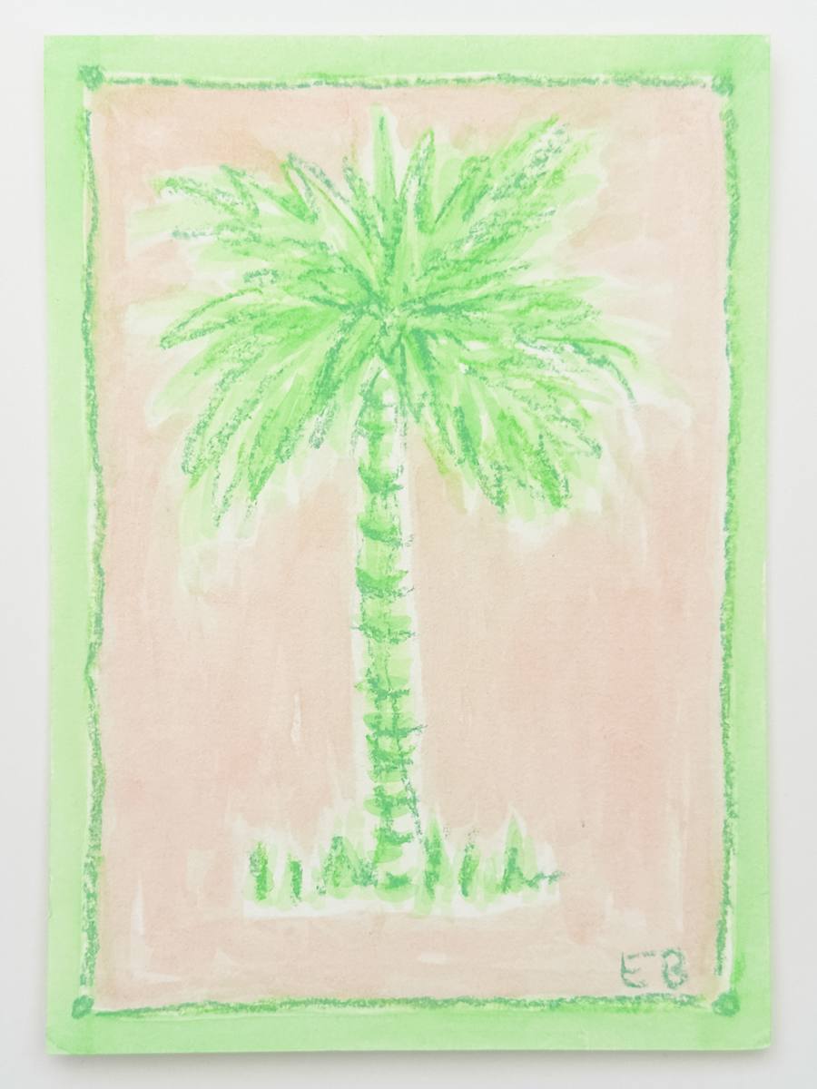 Mini Toile Palm No. 4 (green/pink) by Elizabeth Bernheisel 