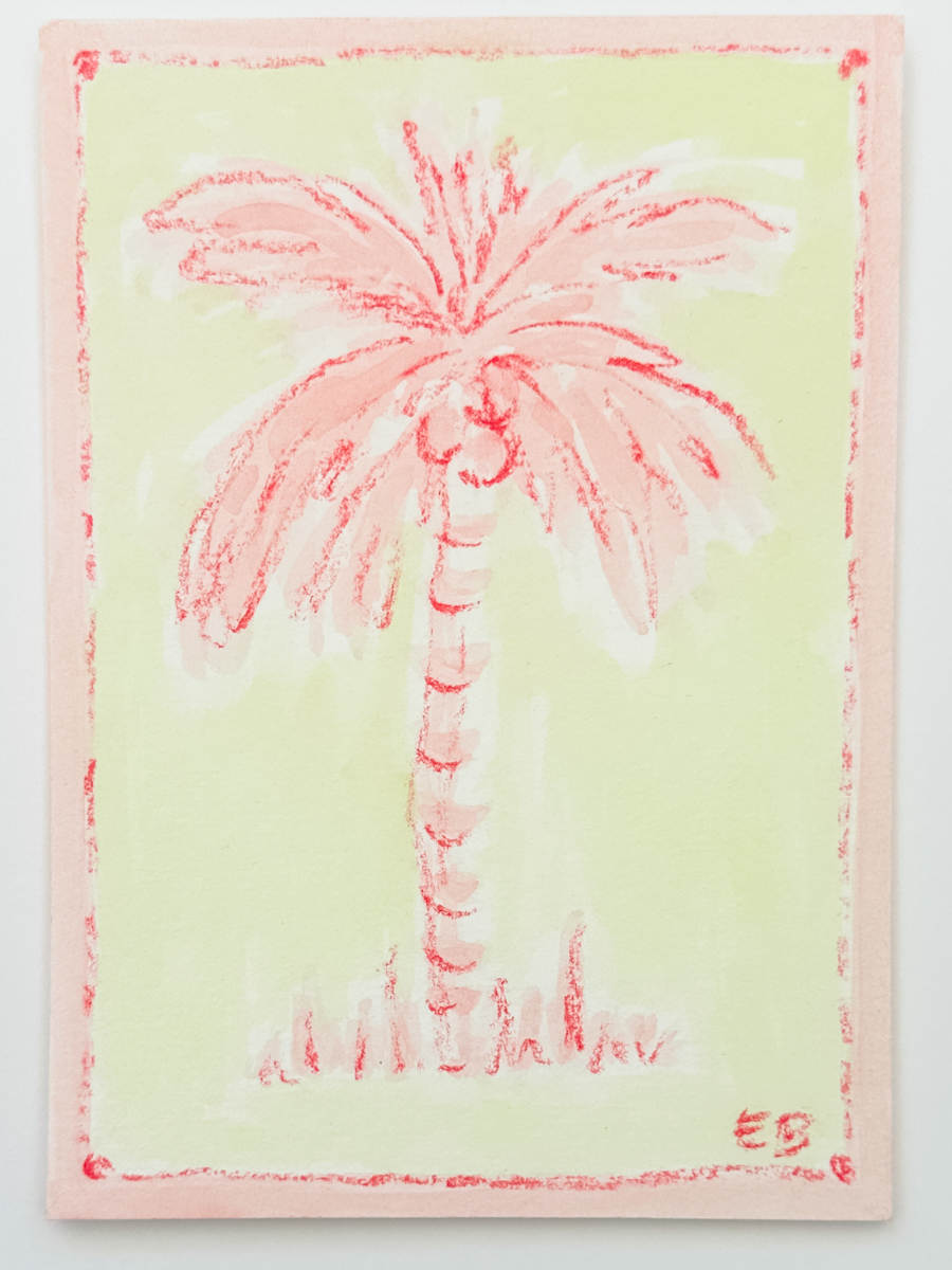 Mini Toile Palm No. 6 (pink/lime) by Elizabeth Bernheisel 