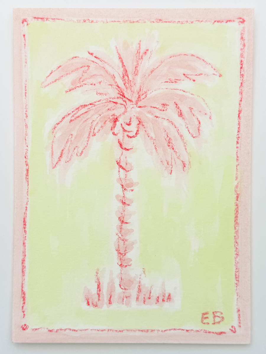 Mini Toile Palm No. 7 (pink/lime) by Elizabeth Bernheisel 