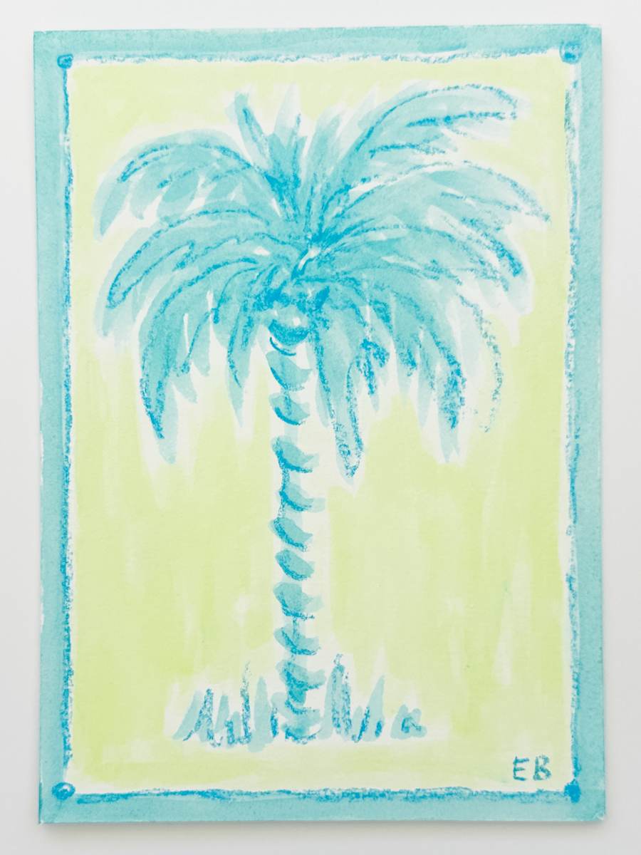 Mini Toile Palm No. 8 (aqua/lime) by Elizabeth Bernheisel 
