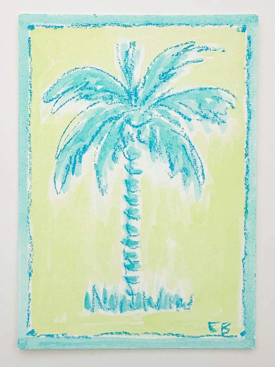 Mini Toile Palm No. 9 (aqua/lime) by Elizabeth Bernheisel, Image 2.