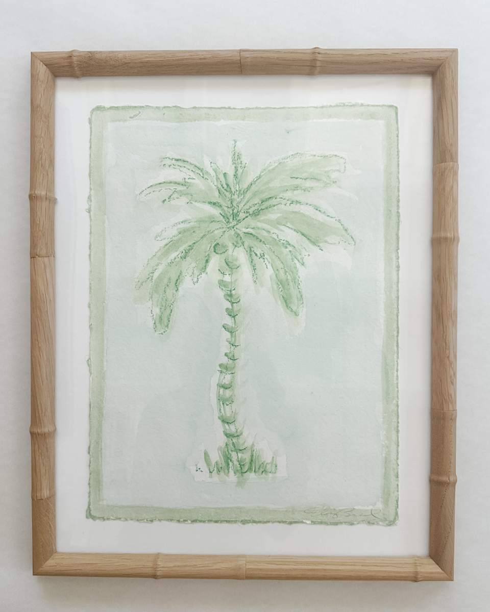 Toile Palm No. 15 (green/pale aqua) by Elizabeth Bernheisel 