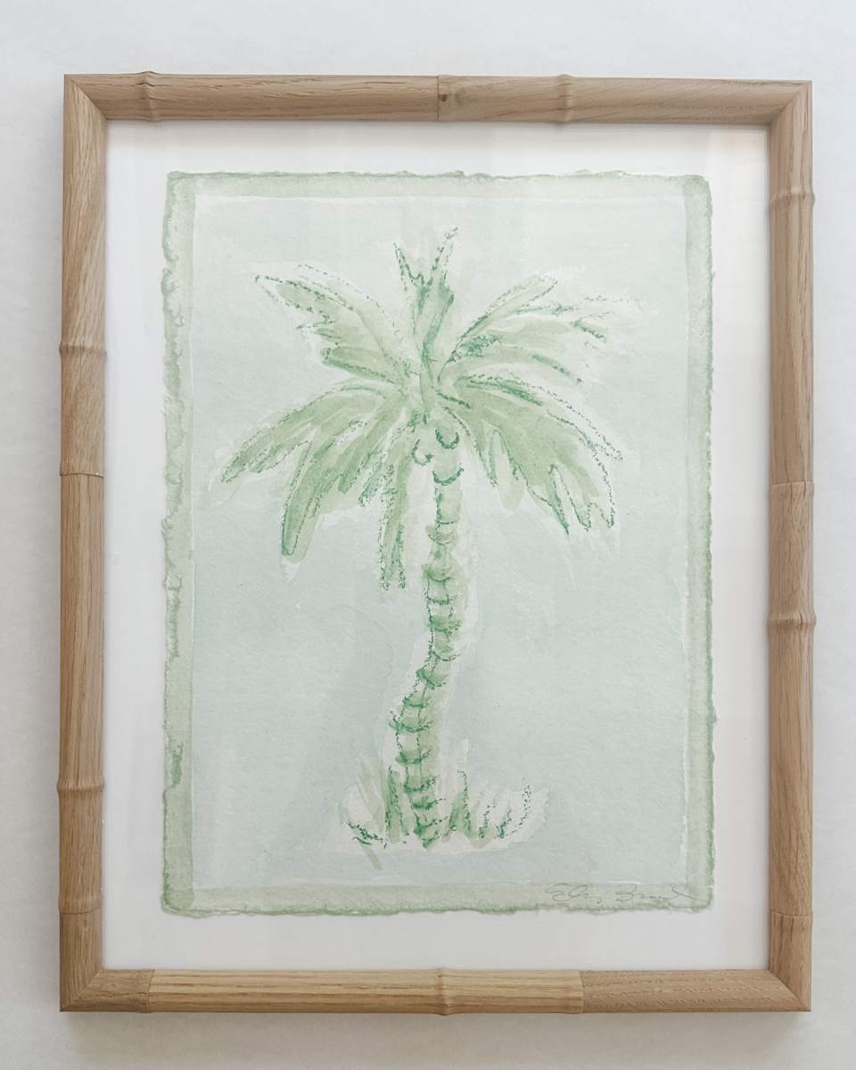 Toile Palm No. 16 (green/pale aqua) by Elizabeth Bernheisel 