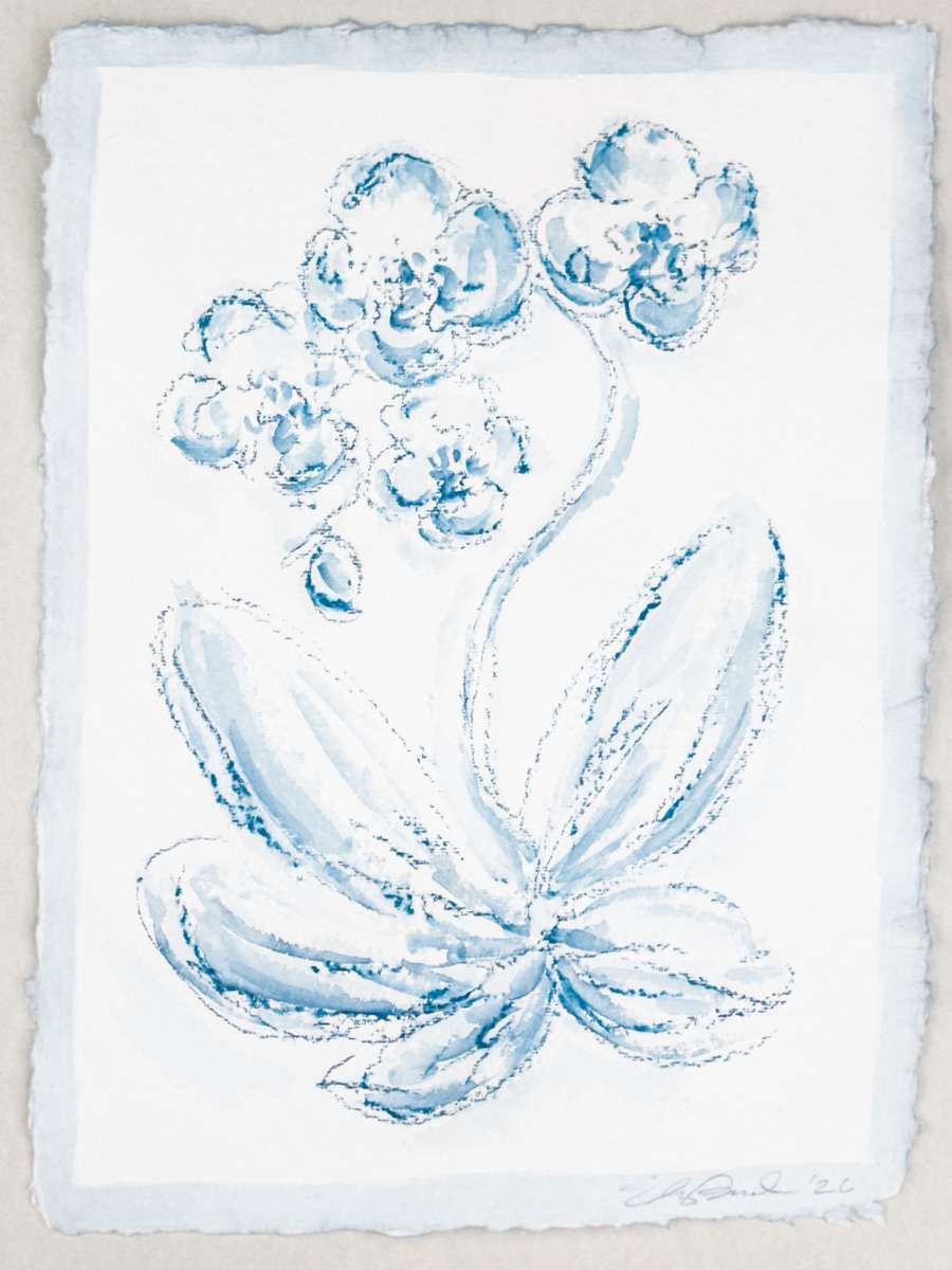 Blue Toile Orchid No. 1 by Elizabeth Bernheisel, Image 1.