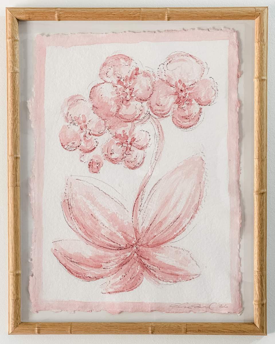 Pink Toile Orchid No. 1 Framed by Elizabeth Bernheisel, Image 1.