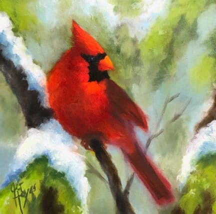 Red Snow Bird by Julie Gowing Hayes 