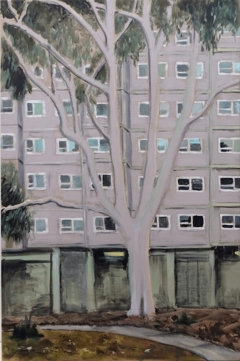 Purple tree and tower by Nicholas P Aplin 