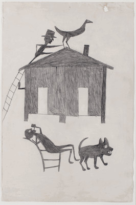 House with Multiple Figures by Bill Traylor 