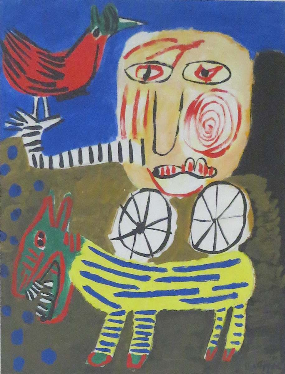 Figure With Bird & Dog by Karel Appel, Image 1.