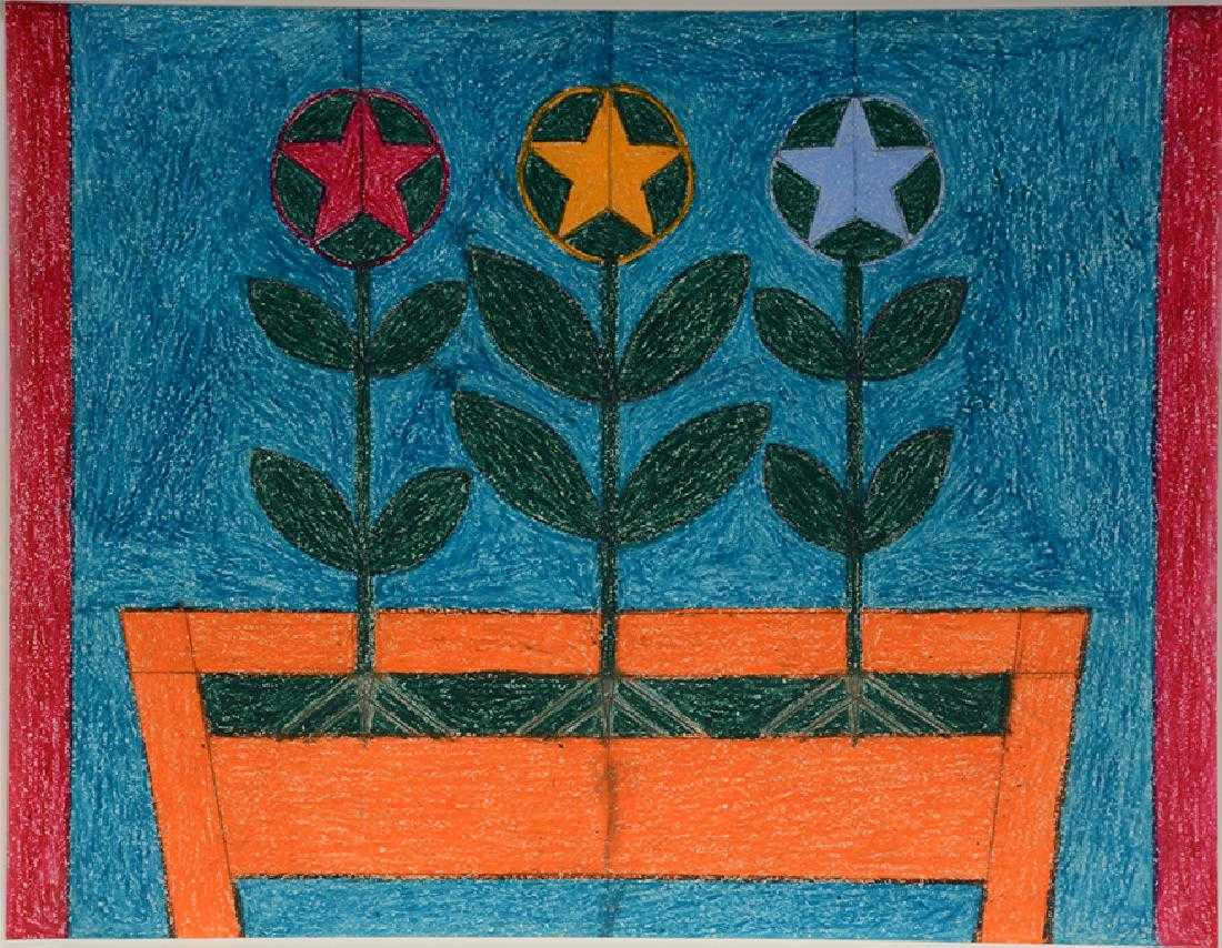 Three Star Flowers in Window Box by Eddie Arning, Image 1.