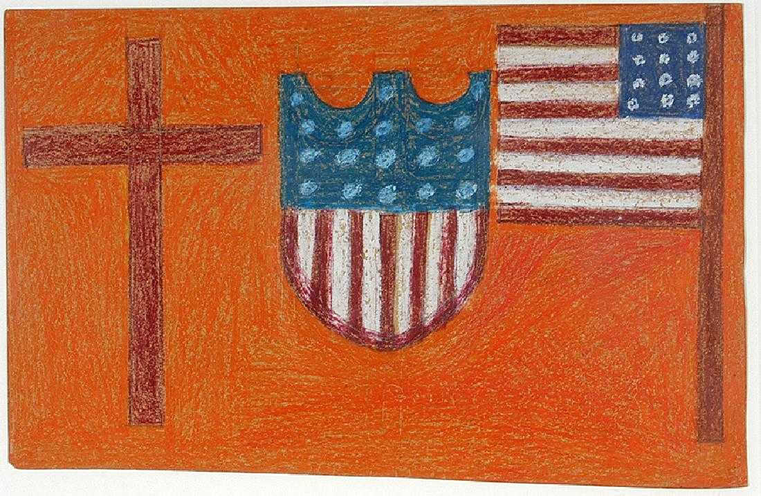 American Flag & Shield with Cross by Eddie Arning, Image 1.