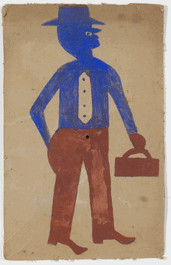 Red & Blue  Man with Briefcase by Bill Traylor 