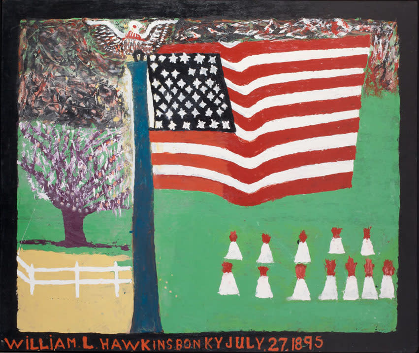 American Flag with Fireworks (BST-121) by William Hawkins 