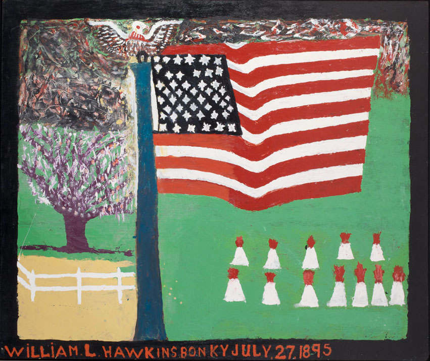 American Flag with Fireworks (BST-121) by William Hawkins, Image 1.