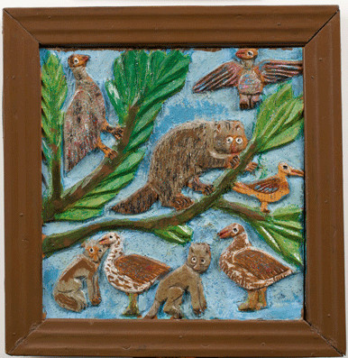 Birds, Squirrels, Raccoon (BST-130) by Elijah Pierce 
