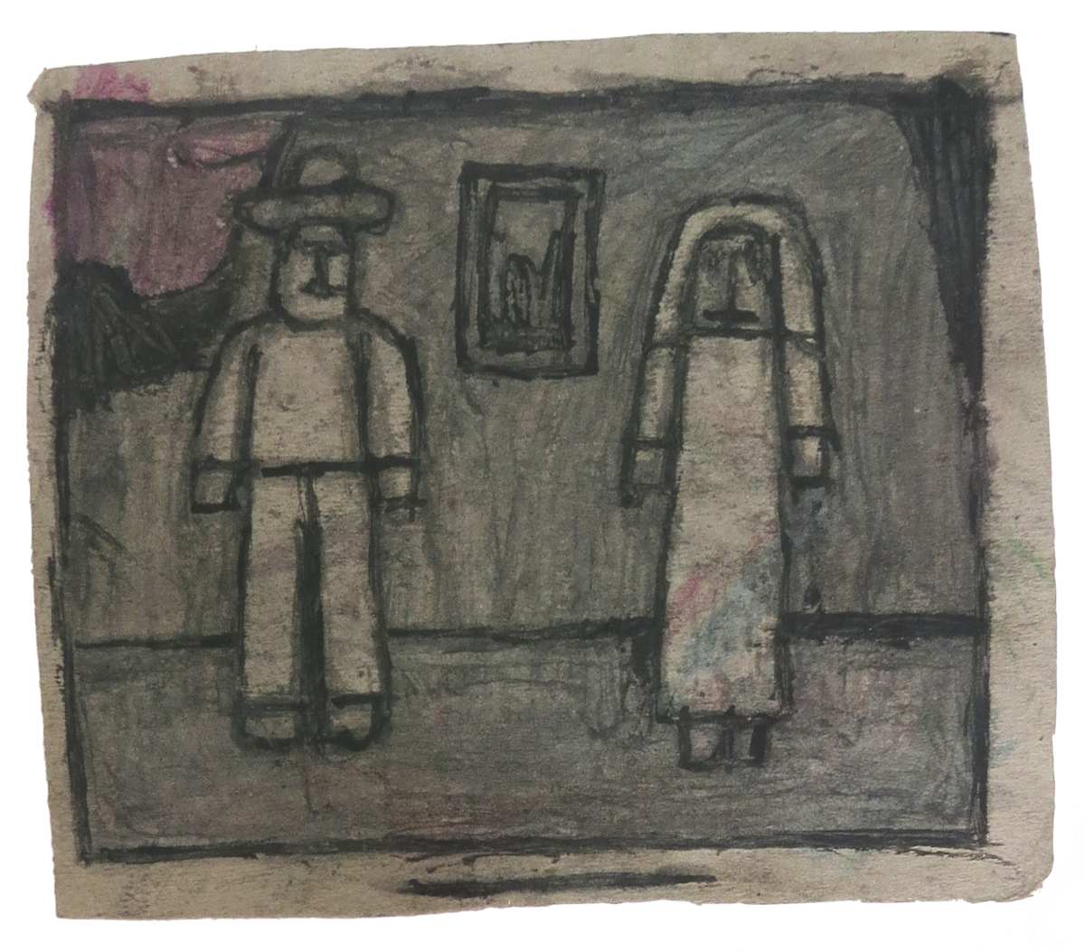 Untitled (Two Figures) by James Castle, Image 1.