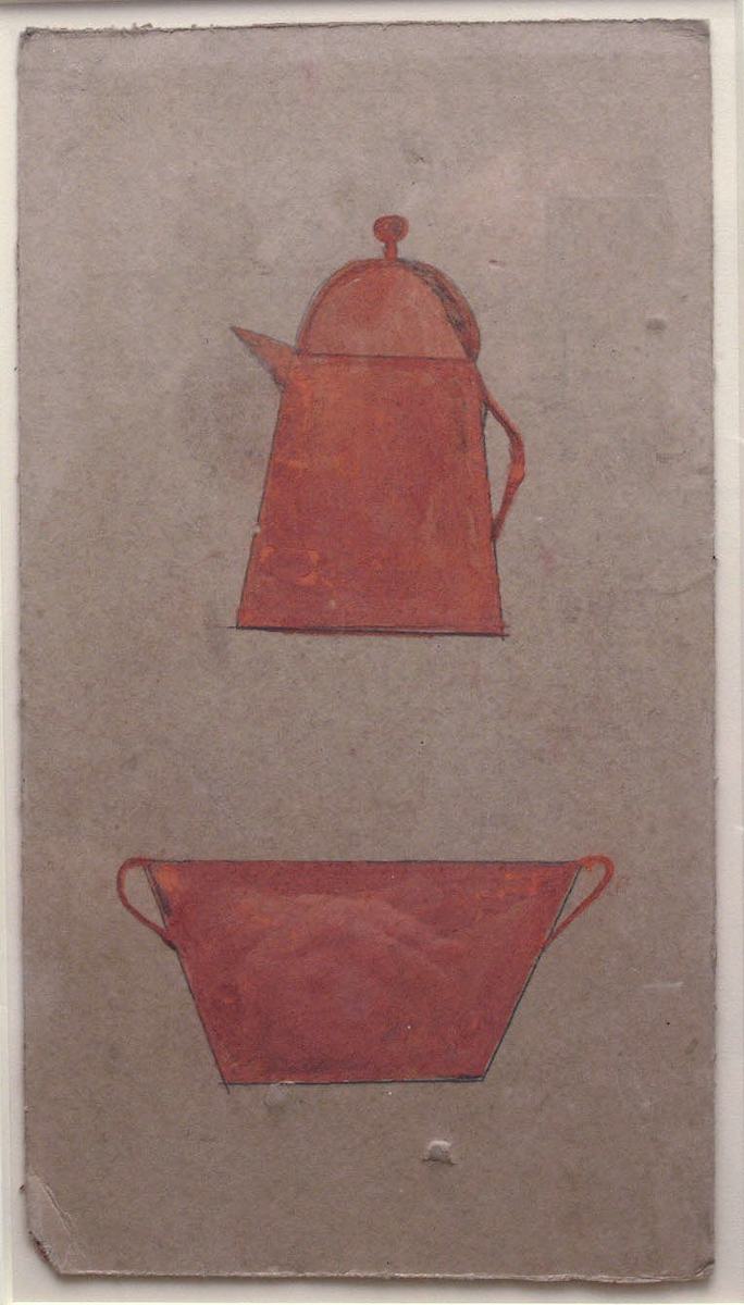 Orange Kettle & Bowl by Bill Traylor, Image 1.