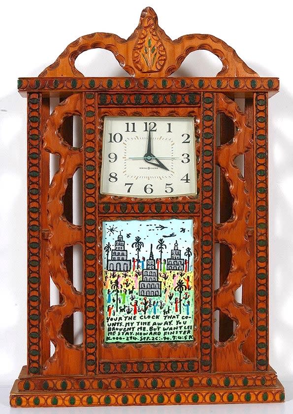 Your the Clock that Counts My Time Away #16,294 (clock carved 1968) by Howard Finster 