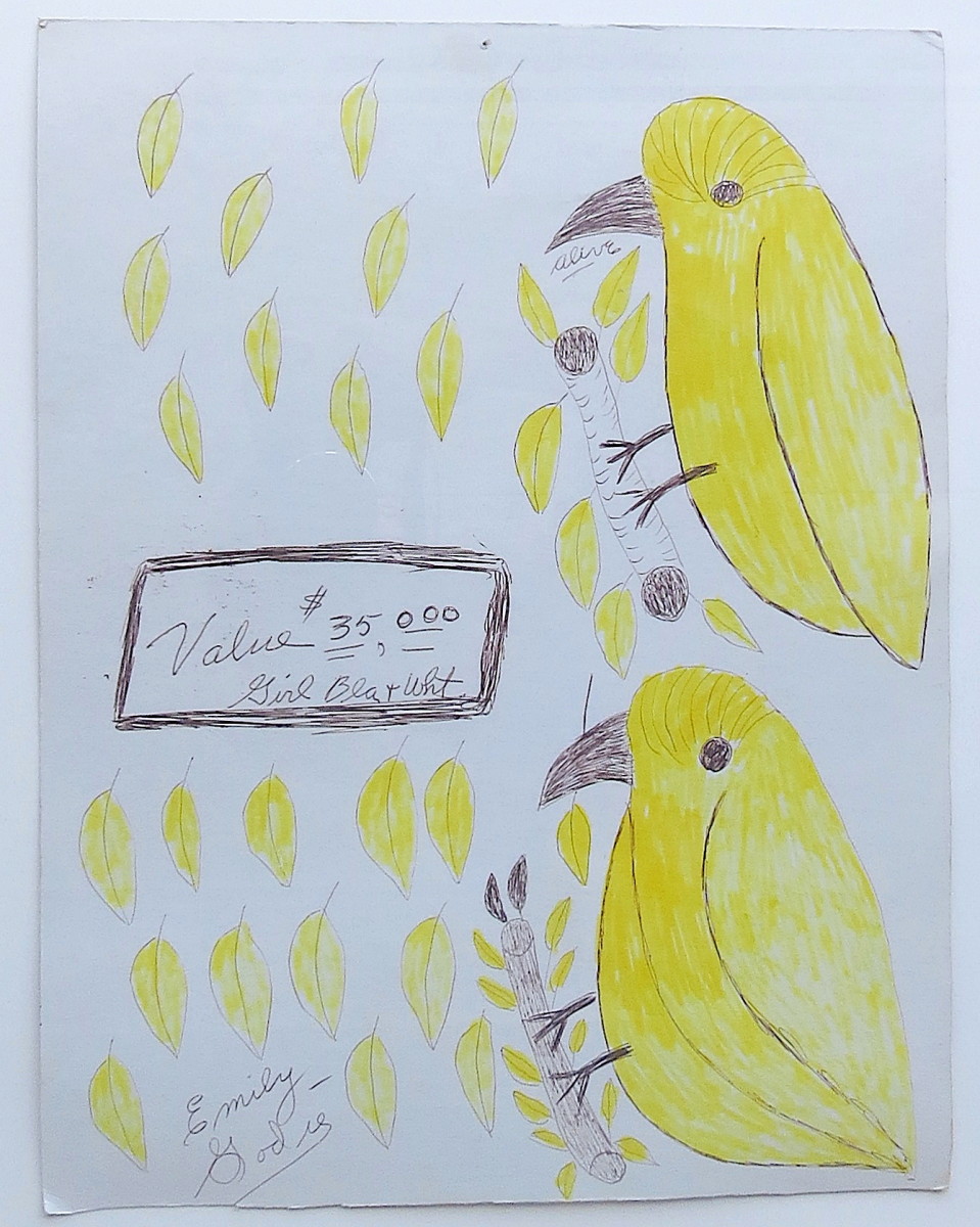 Two Yellow Birds by Lee Godie 