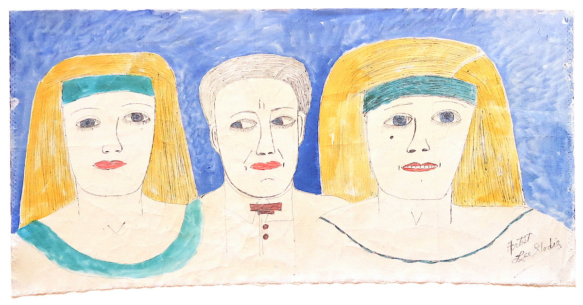 Two Women and Man by Lee Godie 